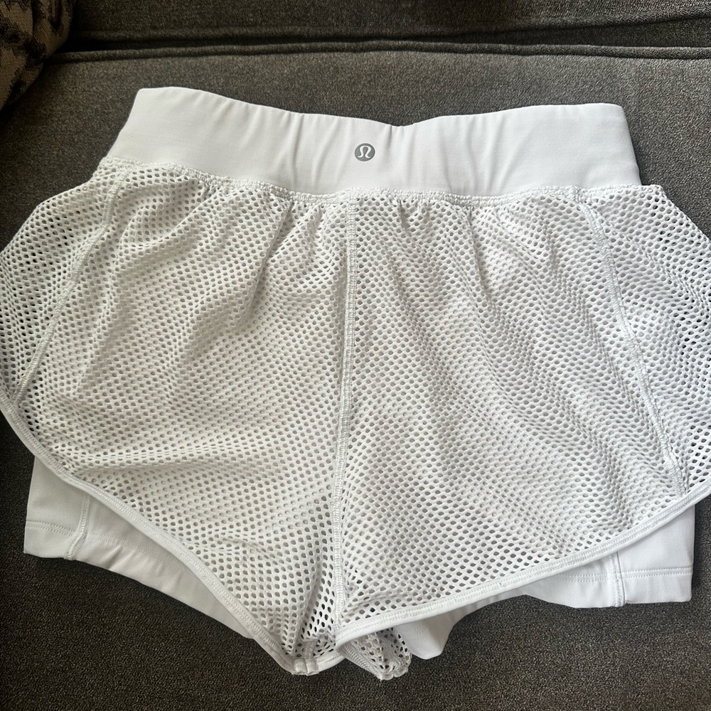 lululemon athletica White Mesh Athletic Shorts